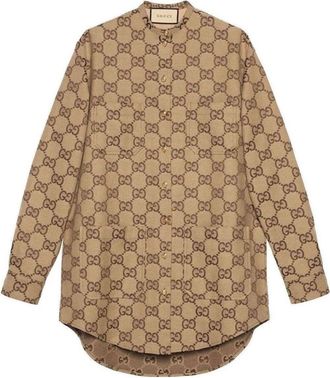 Gucci (WMNS) Gucci Maxi GG Canvas Shirt Camel Ebony 669337-ZAHT5-2580