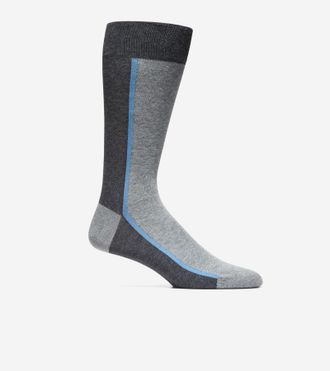 Cole Haan Mens Stripe Colorblock Dress Crew Socks - Grey