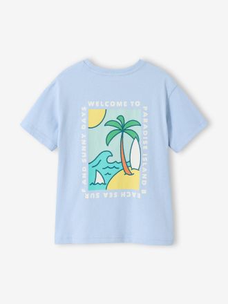 Vertbaudet T-shirt gar&ccedil;on motifs devant et dos bleu ciel