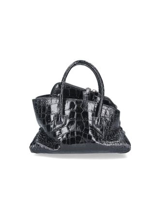 The Attico Crocodile-Embossed Handbag with Rounded Handles