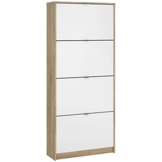 Dmora Dmora - Zapatero Epidoto, Zapatero, Armario De Entrada Multiusos, Zapatero, 70x24 H162 Cm, Roble Y Blanco Brillante