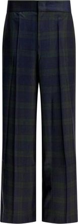 SA SU PHI Wide Leg Plaid Tailored Pants - Dames - Wijde Broeken - Blauw - S - Wol - Broeken