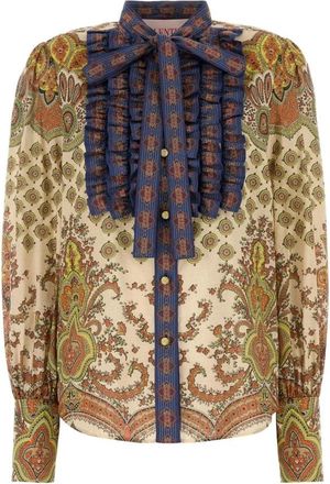 Valentino Garavani Paisley Print Zijden Blouse met Ruffles - Dames - Overhemden - Veelkleurig - S - Overhemden