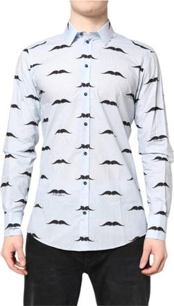 Dolce & Gabbana Lichtblauw Katoen Martini Formeel Overhemd - Heren - Casual Overhemden - Blauw - 2XL - Katoen - Overhemden