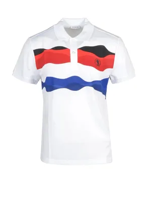 Dirk Bikkembergs White Striped Polyester Polo Shirt
