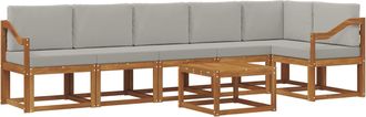 vidaXL Conjunto De Sof&aacute;s De Exterior 7 Uds. Natural Y Gris Claro Vidaxl