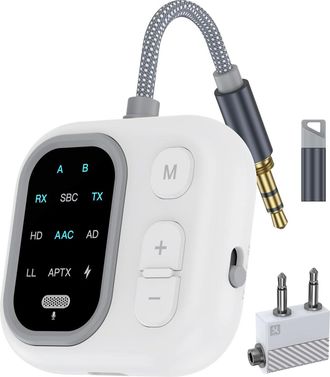 OEM Transmisor/receptor Bluetooth 5.3 Para Aviones, Transmisor De Audio Inal&aacute;mbrico Con Conector De 3,5 Mm, Compatible Con 2 Auriculares, Aptx Adaptativo,