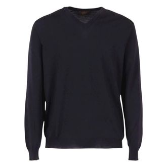 Zanone V-neck Knitwear, male, Blue, Size: 2XL Scollo V