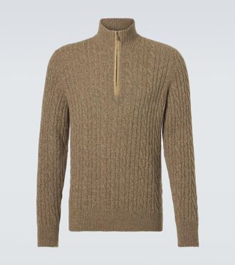 Loro Piana Cable-knit cashmere half-zip sweater