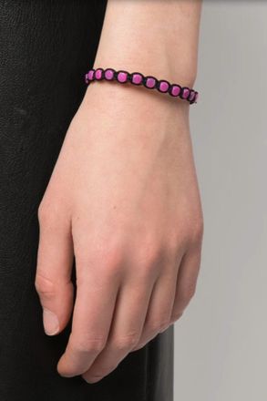 Isabel Marant Crystal Embellished Bracelet In Fuchsia-Black