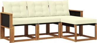 vidaXL Conjunto De Sof&aacute;s De Exterior 4 Uds. Natural Y Crema Vidaxl
