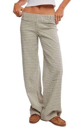 Free People Time Flies Windowpane Plaid Pants in Neutral Combo at Nordstrom, Size 10
