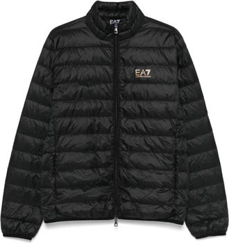 Emporio Armani Zwarte jas met ritssluiting en zakken - Heren - Winterjassen - Zwart - 4XL - Jassen