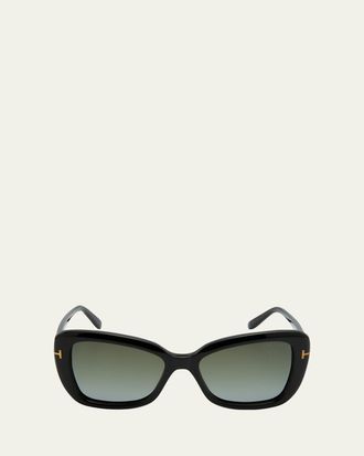 Tom Ford Maeve Havana Acetate Butterfly Sunglasses