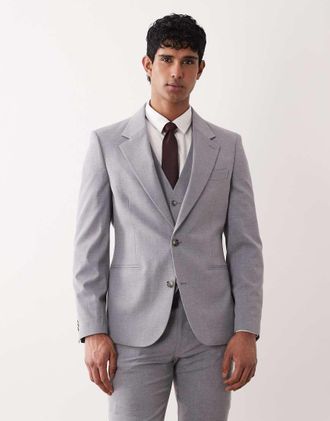 Asos Giacca da abito skinny grigia-Grigio