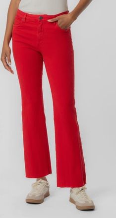 Kut from the Kloth Kelsey Raw Hem Ankle Flare Jeans in Ruby Red at Nordstrom, Size 12