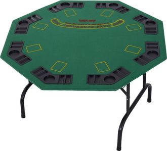 HOMCOM 8 Player Folding Games Poker Table Chip Cup Holder Steel Base Felt Green | TJ Hughes