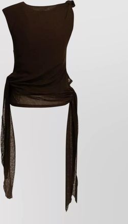 Ganni draped tank top round neck side tie