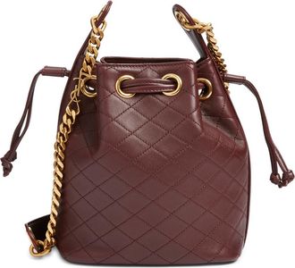 Saint Laurent Cassandre Quilted Leather Bucket Bag in Rouge Cabernet at Nordstrom