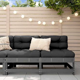 vidaXL Vidaxl - Sof&aacute;s Centrales Con Cojines 2 Uds Madera Maciza De Pino Gris