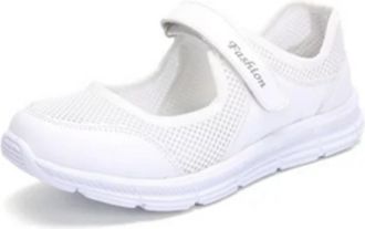 Generic Casual Shoes Womens Trainers White Mesh: Mary Janes Shoes Womens Flat Trainers Dance Loafer Elegant Low Shoes with Magic Sticker Flat Shoes Breathable