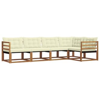 vidaXL Conjunto De Sof&aacute;s De Exterior Con Coj&iacute;n 5 Pcs Natural Y Crema Vidaxl