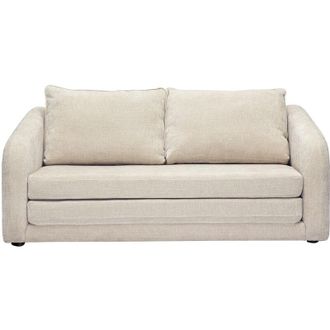 Miliboo Divano letto 2 posti in tessuto effetto velluto testurizzato beige MAHAUT