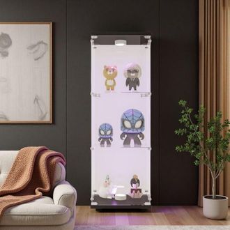 OEM Vitrina De Vidrio Templado - Mueble Vitrina Led - 36x42x125cm - Negro - Asegurada Con Iluminaci&oacute;n