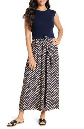Nic+Zoe Pebble Dream Mixed Media Cotton Blend Dress in Indigo Multi at Nordstrom Rack, Size Large