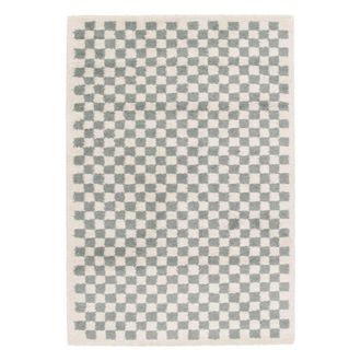 Sweeek Alfombra interior shaggy damero azul claro y crema