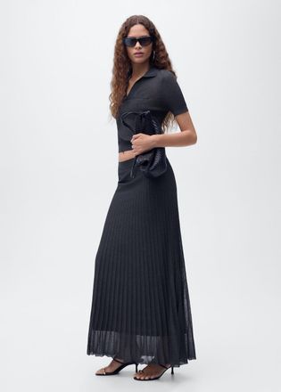 Mango Pullover maglia lurex collo a V navy - Donna - M - MANGO