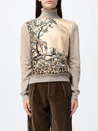 Etro Dolcevita in misto lana e cashmere con stampa grafica fauna
