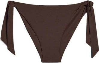 Max Mara Badmode, Dames, Bruin, XL, Ademende Bikini Bottoms met Zijstrikken