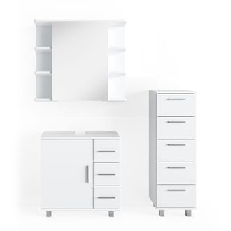 Vicco Set mobili bagno Ilias, Bianco, 3 parti
