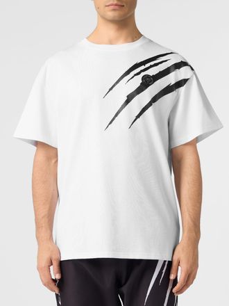 Plein Sport T-shirt in cotone con stampa grafica e logo Hexagon sul retro