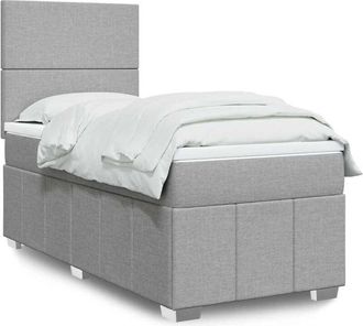 vidaXL Cama Box Spring Con Colch&oacute;n Tela Gris Claro 80x200 Cm Vidaxl