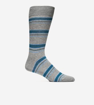Cole Haan Mens Stripe Dress Crew Socks - Grey