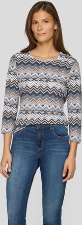 Rabe 3/4-Arm-Shirt RABE, Damen, Gr. 38, flanell, Web, Obermaterial: 92% Baumwolle, 8% Elasthan, bedruckt, gemustert, tailliert h&uuml;ftbedeckend, Rundhals, Shi