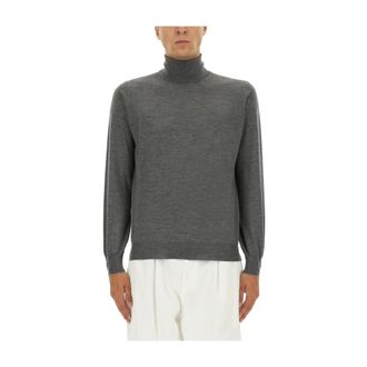 Brunello Cucinelli Wol trui met coltrui - Heren - Truien - Grijs - Maat: M Wol