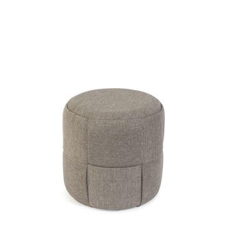 Koketto Home Puff decorativo redondo tapizado en tejido taupe