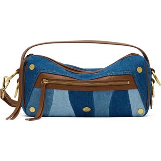 Hammitt Medium Doxie Denim & Leather Shoulder Bag in Silverlake/Antique Gold at Nordstrom