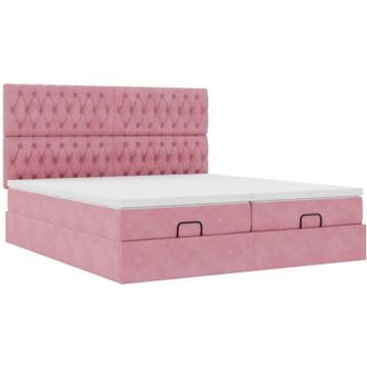 vidaXL Estructura De Cama Otomana Colchones Terciopelo Rosa 180x200cm Vidaxl