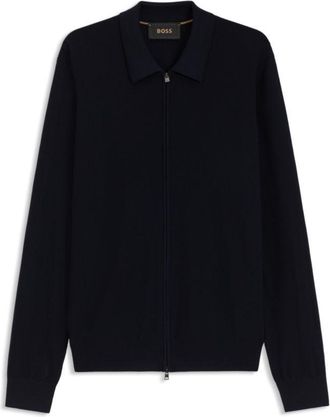 BOSS Regular-fit zip cardigan in wool knit