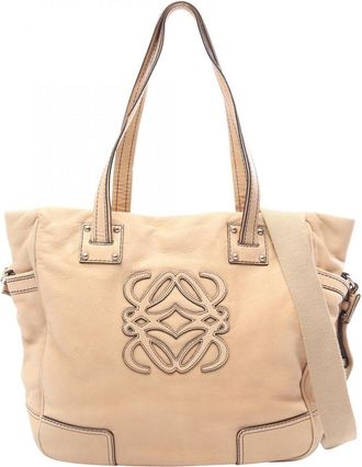 Loewe Beige Leather Handbag Tote Bag (Pre-Owned)