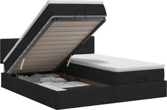 vidaXL Cama Otomana Con Colch&oacute;n 2 Uds. Negro 200 X 200 Cm Tela Vidaxl