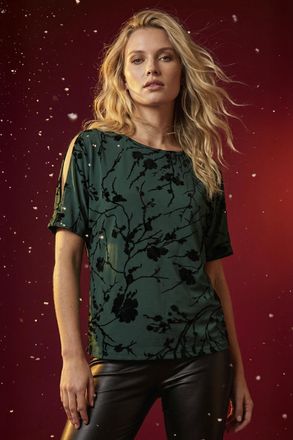 Roman Floral Jersey Stretch Top