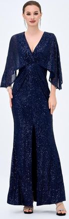 Bariano Oprah Cape Gown in Navy at Nordstrom, Size 8