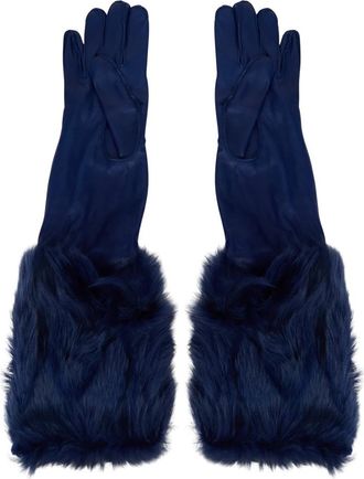 Alberta Ferretti Elegante en praktische donkerblauwe leren handschoenen - Dames - Handschoenen - Blauw - 9 IN - Leer - Accessoires