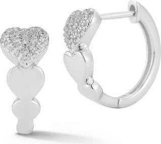 Glaze Jewelry Pav&eacute; Cubic Zirconia Heart Huggie Hoop Earrings in Silver at Nordstrom Rack
