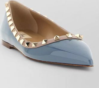 Valentino Garavani rockstud pointed toe patent ballerina shoes